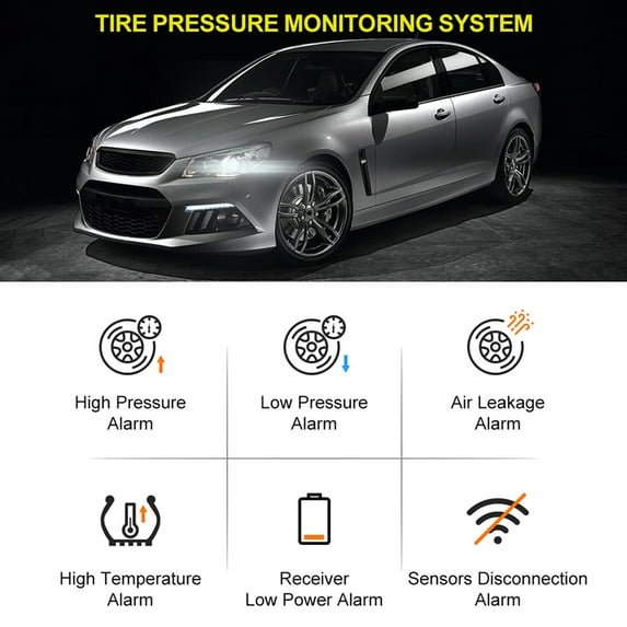 Tire Pressure Monitoring System, Wireless Solar Tire Pressure Monitor System With LCD Display, Voice Function, 6 Alarm Modes And 4 Internal Sensors, Real-time Display Tire Pressure