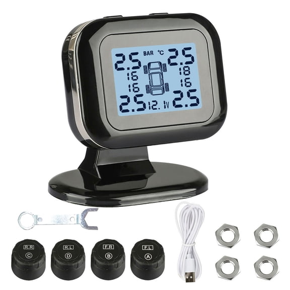 Tire Pressure Monitoring System with 4 Sensor Colorful Display Wireless TPMS Car Motorbike Tyre Temperature Alarm Sensor