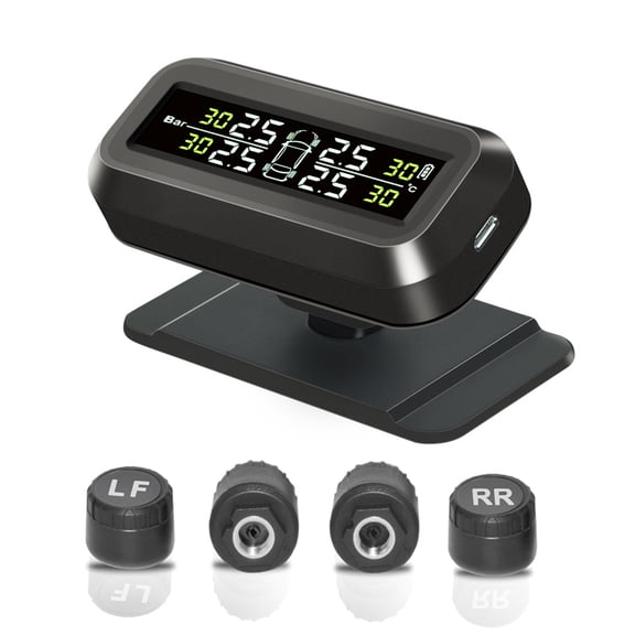 Tire Pressure Monitoring Systems,Waterproof TPMS Sensors Set,Solar USB Powered Digital Display for Car SUV