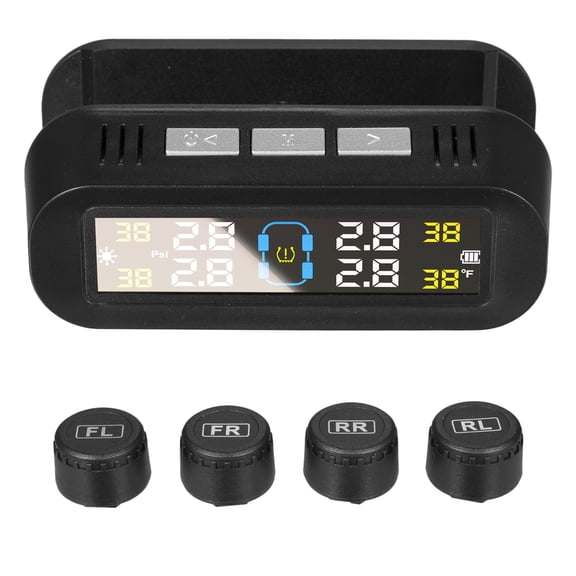 Tire Pressure System,Tire Pressure Auto On/off And Bar Car Suv Pressure 0-5 Bar Car Suv Off-road With 4 Solar Alarm Real-time Display Pressure Auto Suv Off-road Vehicle Black