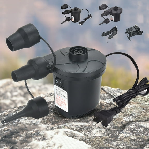 Tire Pump Car Tire Pump Portable Rechargeable Electric Air Pump for Mattress Sofa Vacuum Storage Bag | 5000Pa Inflation | 3 Interchangeable Nozzles | ABS Material | Size 10.5x10.5x10.5cm | Noise