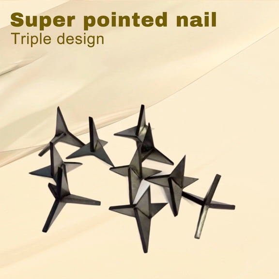 Tire Puncture Spikes, Studs and Spikes, 1.2 in Cast Steel, Four-Point Ground Placement, Perimeter Security, Silver-Gray Finish, 30 Pc