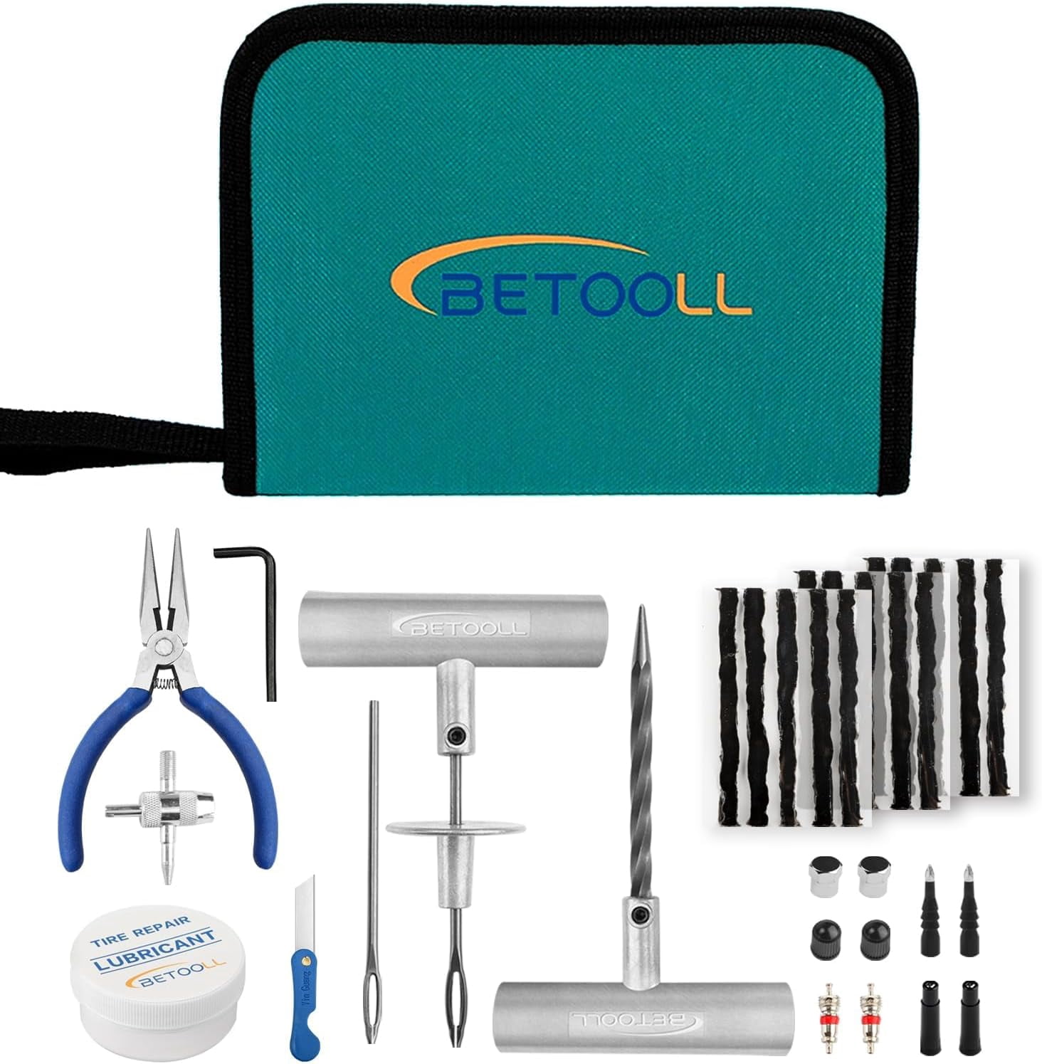 Tire Repair Kit, 35 Pcs Professional Heavy Duty Universal Emergency ...