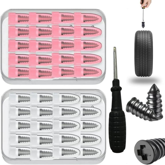 Tire Repair Kit with Screw-in Tire,Universal Tool for Motorcycles Cars Bicycles, Enables Quick Damage-Free Puncture Repair Without Disassembly,Multiple Plugs for Easy On-the-Go Fixes