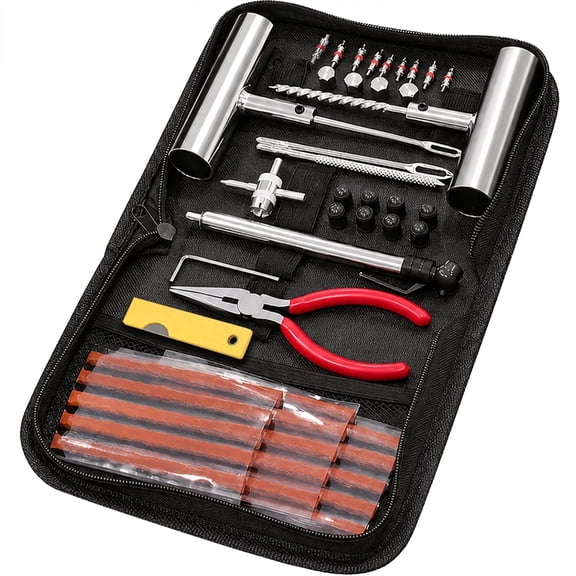 Tire Repair Kit, Tire Puncture Repair Kit, Tire Skid Repair Kit. Suitable for Cars, Motorcycles, Trucks, SUV, Tractors, and Campervans,Multi-piece Kit