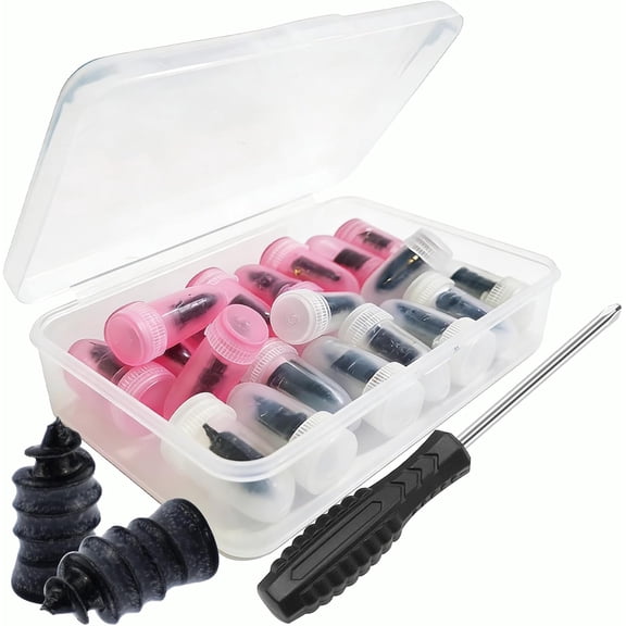 Tire Repair Rubber Nails Kit, Tire Plug Screws with Storage Box & Screwdriver, Emergency Flat Tire Repair Tools for Vehicles