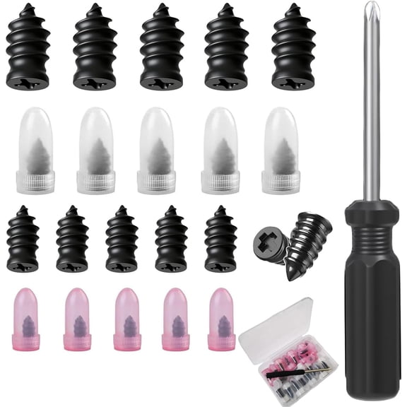Tire Repair Screw Kit, 20/30/60Pcs Self-Service Tire Plug Nails with Screwdriver, Vacuum Tire Puncture Repair Tool for Car Motorcycle Truck, Emergency Flat Tire Fix (2 Sizes)