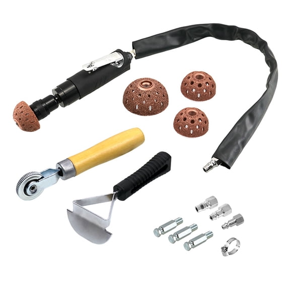 Tire Repair Set - Low Speed Air Buffer, Patch Roller, Inner Liner Scrapper, Steel Buffing Wheel