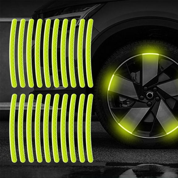 Tire Rim Reflective Stickers, 20pcs PVC, Waterproof & Sun Block, Prism Technology, Car Motorcycle Bicycle