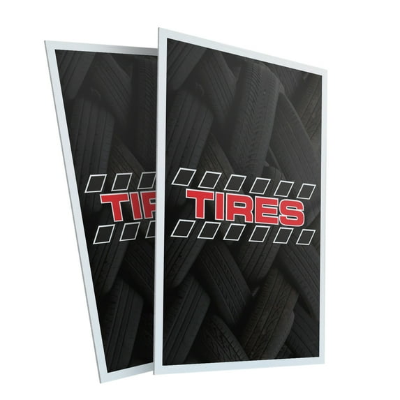Tire Sale (2-Pack) 24 Inch x 36 Inch Plastic Signs | Sign Insert 4mm Corrugated Plastic Signs Storefront Window Poster | Auto Promotions, Affordable Pricing, Reliable Service | Made in