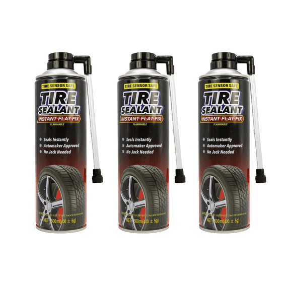 Tire Sealant Instant Road Flat Fix, Aerosol Tire Repair, Automaker Approved, 3X