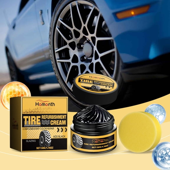 Tire Shine Paste Darkening Coating, Car Tire Refurbishment Wax Restorer for Black Gloss Decontamination, Tire Cleaner Brightener for Oxidation Crack Prevention