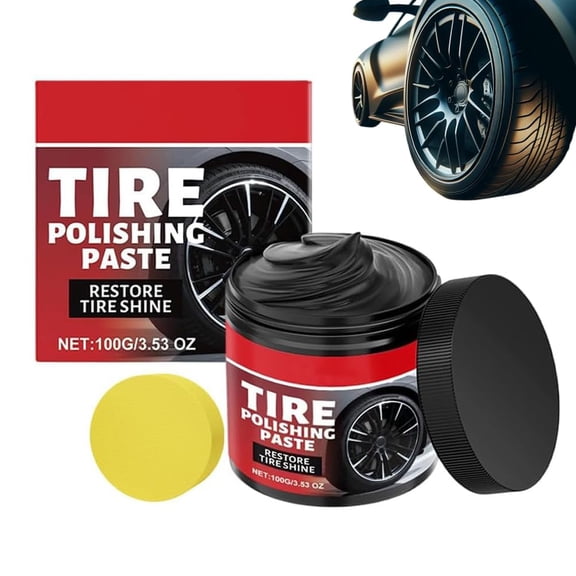 Tire Shine Paste with Sponge, 100g, for Cars, Trucks, Motorcycles, RVs
