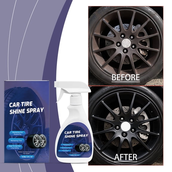 Tire Shine Spray 355ml Long-Lasting Car Tire Dressing Satin Finish Rubber Restoration UV Protection Easy Maintenance for All Vehicles