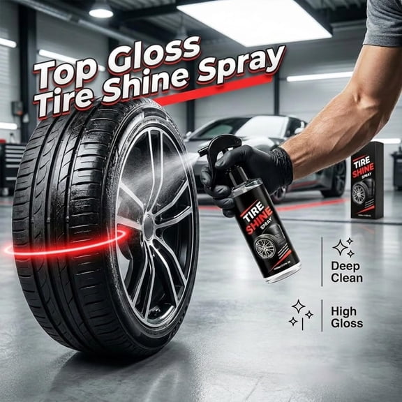Tire Shine Spray, Long-Lasting Tire Restorer and Protector, Restores Deep Dark Shine Prevents Cracking Aging, for Cars Trucks SUVs Motorcycles, DIY Spray On, 6.69x2.56x1.57in