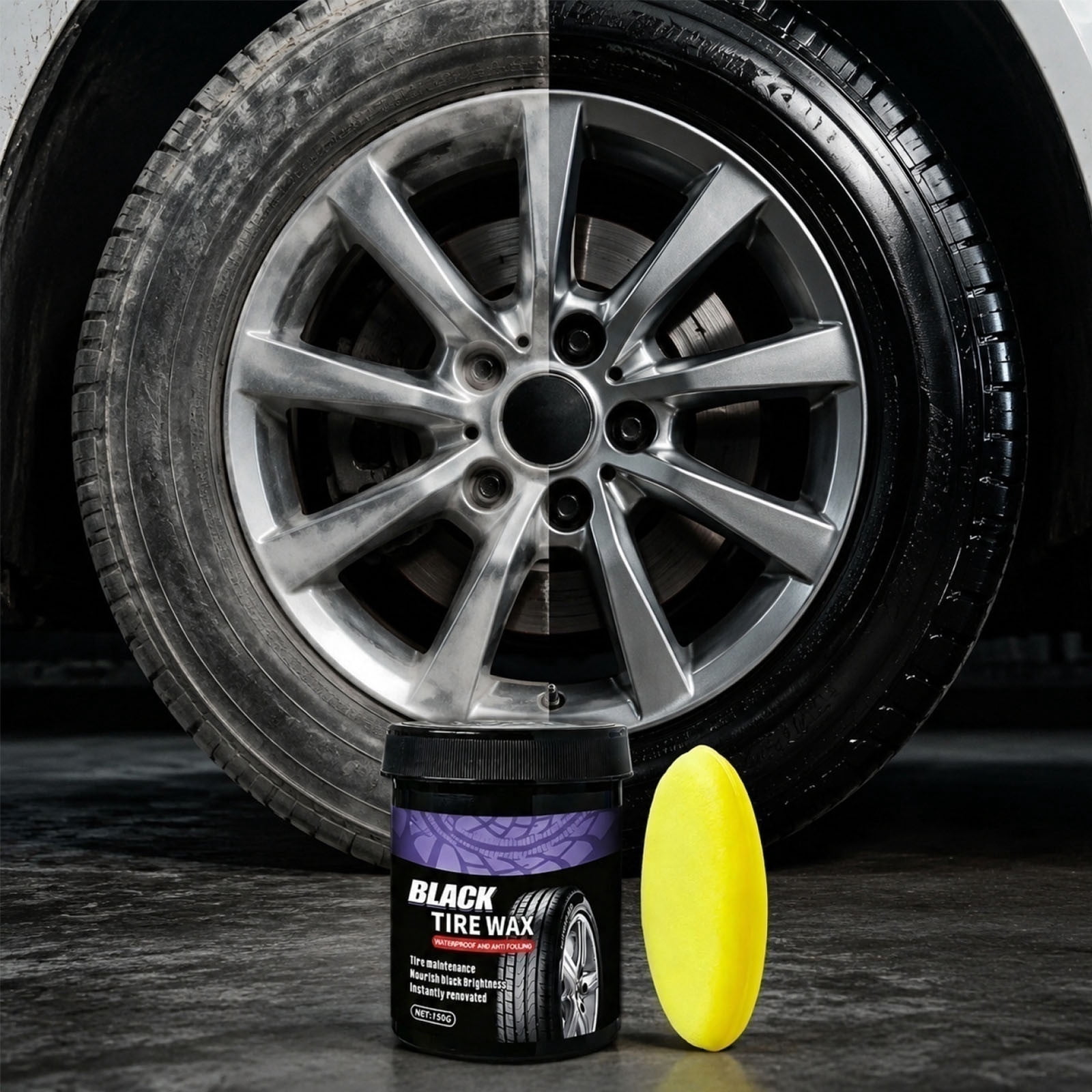 Tire Shine Wax 150g Black Tire Dressing Restorer Gloss Waterproof Anti Aging Protectant for SUV Car Truck, Size: Free Size