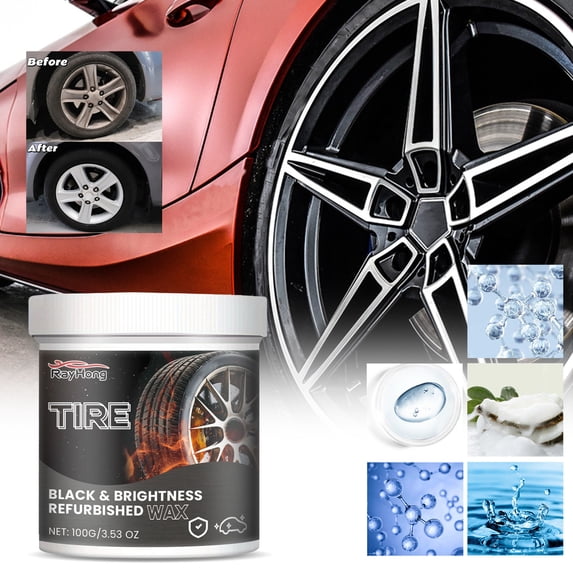 Tire Shine Wax Paste for Cars and Motorcycles, Long-Lasting Gloss, Non-Sling Tire Dressing with UV Protection – Tire Polish, Cleaner and Protective Coating in One