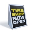 thumbnail image 1 of Tire Shop Now Open Sidewalk Sign 24 Inch x 36 Inch A-Frame Images On Both Sides | Grand Opening, Reliable Services, Clear Messaging | Made in USA, 1 of 5