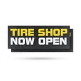 thumbnail image 1 of Tire Shop Now Open Vinyl Decal 2 Pack of 12 Inch x 5 Inch Weatherproof Heavy-Duty Adhesive Backing | Grand Opening, Reliable Services, Clear Messaging | Made in USA, 1 of 6
