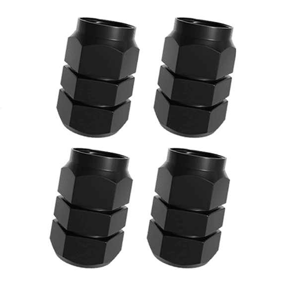 Tire Stem Valve Caps Wheel Aluminum Valve Covers Car Dustproof Tire Cap, Hexagon Shape, (Set of 4, Black)