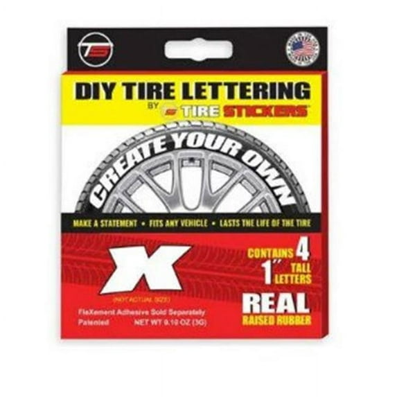 Tire Sticker 9766020234 Letter X Tire Stickers & Film, White - Pack of 4