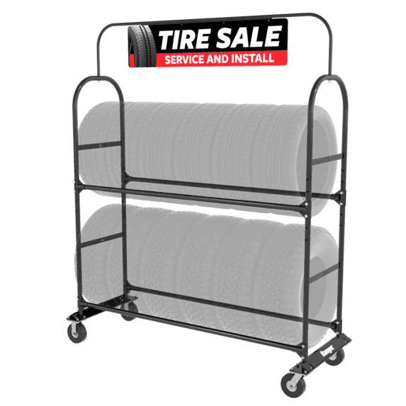 Mobile Tire Display Storage Rack - 2 Tier