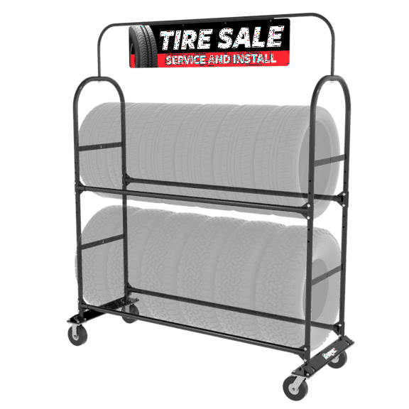 Mobile Tire Display Storage Rack - 2 Tier