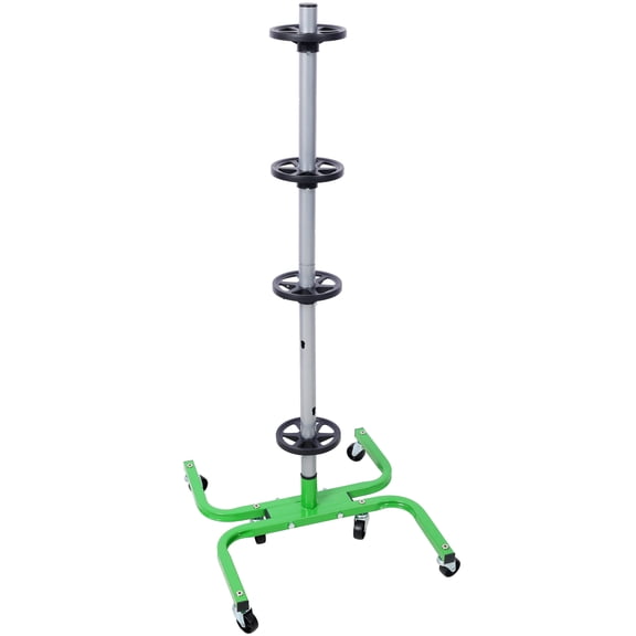 Tire Storage Stand with Wheels, 275 LBS Capacity, Fits 9 Wide Tires, Green Steel Rolling Rack for Garage Organization