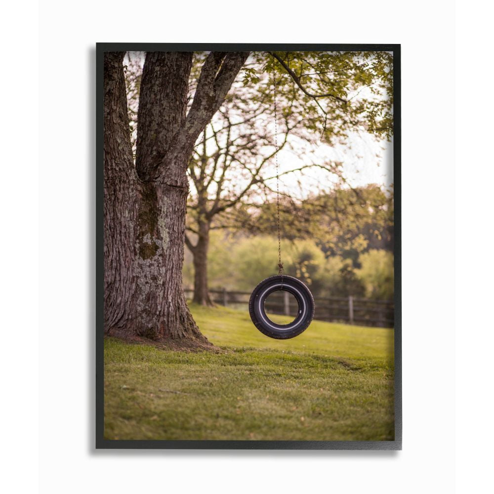 Tire Swing Country Farm Landscape 24 in x 30 in Framed Photography Art Print, by Stupell Home Décor