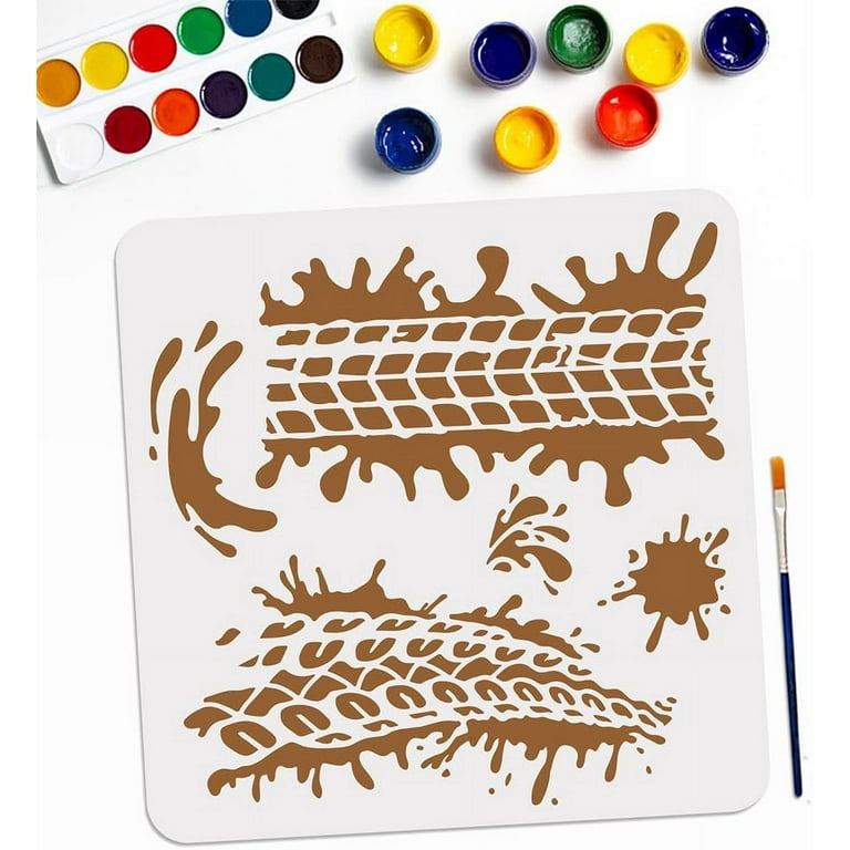 Tire Tracks Mud Stencil Template 11.8×11.8inch Texture Stencils for Painting with Paint Brush DIY Art Stencils for Painting on Wood, Canvas, Paper, Fabric, Floor, Wall - Walmart.com tire-tracks-mud-stencil-template-11-8-11-8inch-texture-stencils-for-painting-with-paint-brush-diy-art-stencils-for-painting-on-wood-canvas-paper-fabric-floor-wall-walmart-com