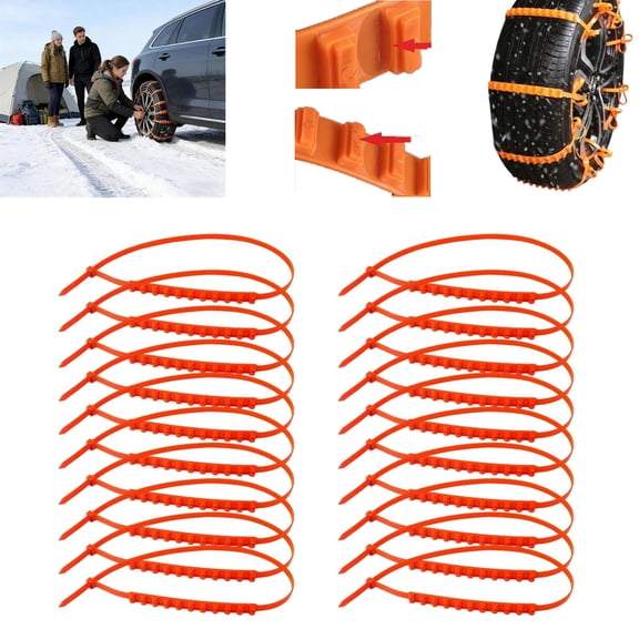 Tire Traction Straps, Zip Tie Snow Chains for Car Tires, Heavy Duty Security Cables for Tire Traction, Reusable Anti-Skid Nylon Tire Chain, Adjustable Portable Temporary Tire Straps for Snow Ice Mud