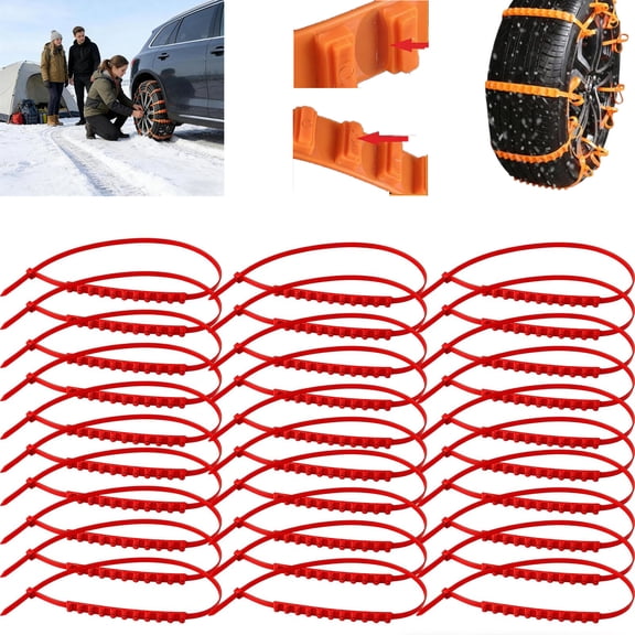 Tire Traction Straps, Zip Tie Snow Chains for Car Tires, Heavy Duty Security Cables for Tire Traction, Reusable Anti-Skid Nylon Tire Chain, Adjustable Portable Temporary Tire Straps for Snow Ice Mud