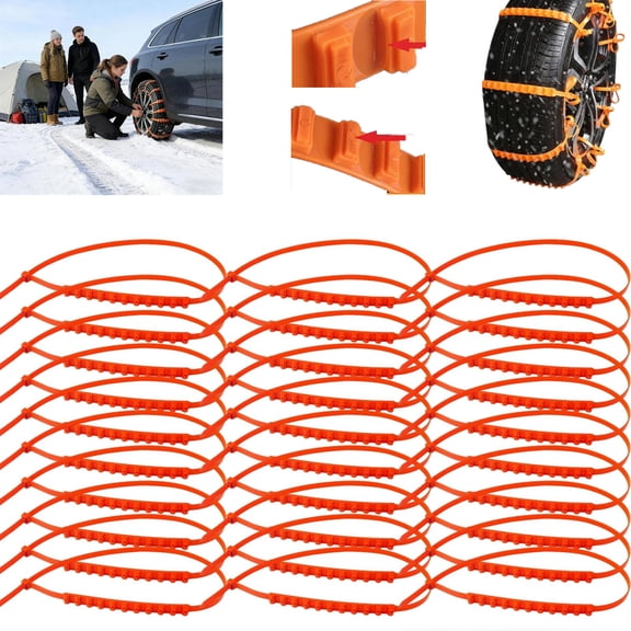Tire Traction Straps, Zip Tie Snow Chains for Car Tires, Heavy Duty Security Cables for Tire Traction, Reusable Anti-Skid Nylon Tire Chain, Adjustable Portable Temporary Tire Straps for Snow Ice Mud