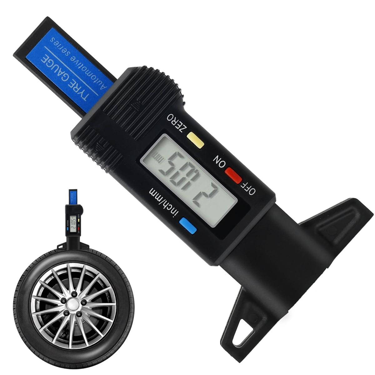 Tire Tread Depth Gauge 1 Inch Digital Tire Depth Meter with LCD Display