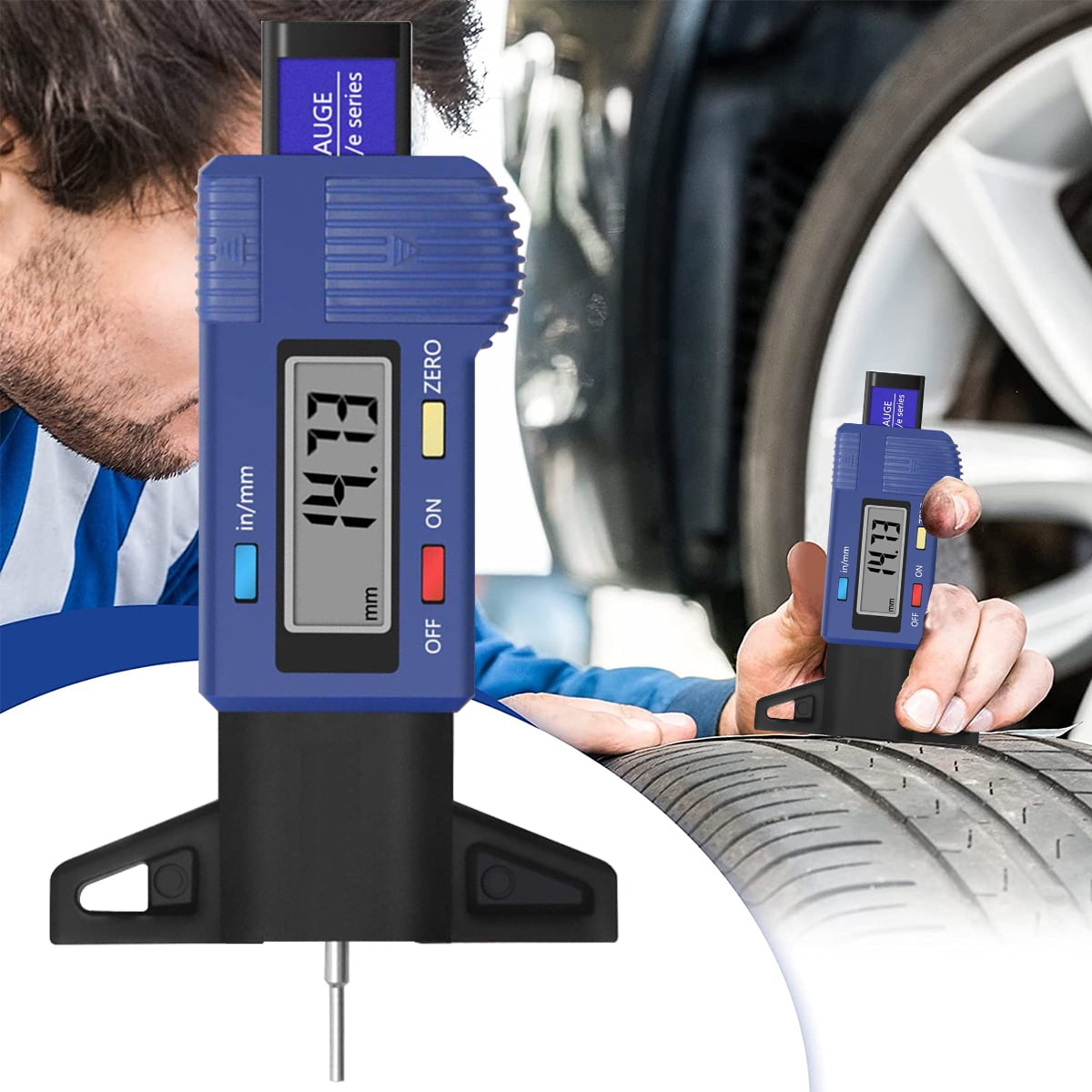 Tire Tread Depth Gauge,LCD Digital Tire Tread Depth Gauge Tool with ...