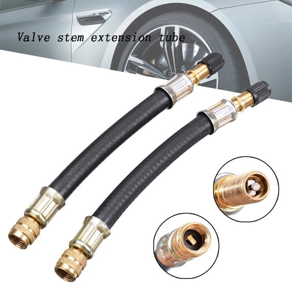 Tire Valve Extension, 13.77 Inch Flexible Schrader Tire Valve Stem Extension with 135 Degree Schrader Tire Valve Extension Adaptor Compatible for Cars RV Bike Motorcycle Truck Scooter