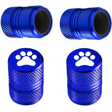 2 Sets! 8 Pieces Blue Anodized Knurled Aluminum Tire Valve Stem Caps