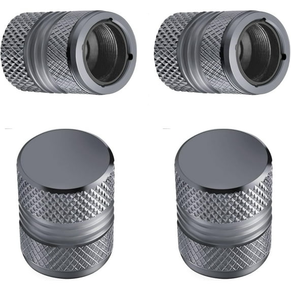 Tire Valve Stem Caps - 4 Pack Anti-Corrosion Premium Anodized Alloy Tyre Air Valve Caps Universal for Car SUV Bike Grey