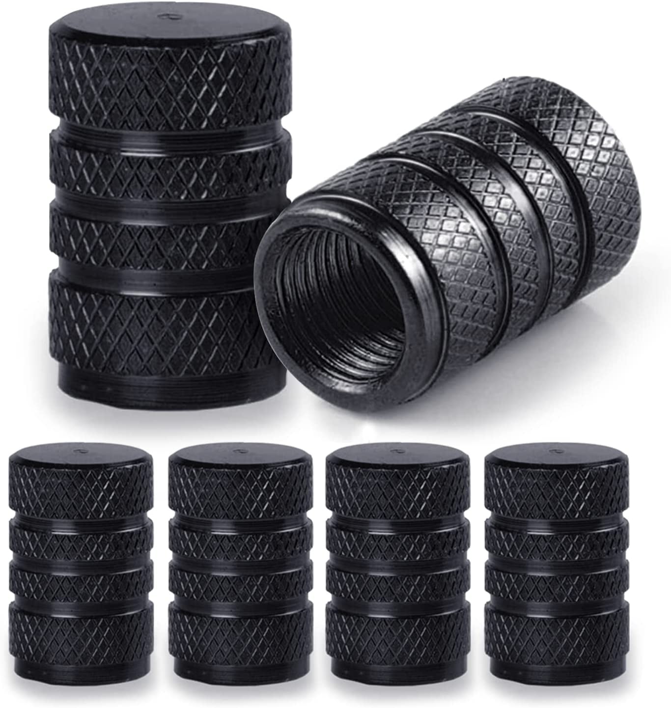 Muishi Orange Fox Aluminum Tire Valve Stem Caps - 4-Pack Universal Black Caps For Cars, Trucks, Bikes
