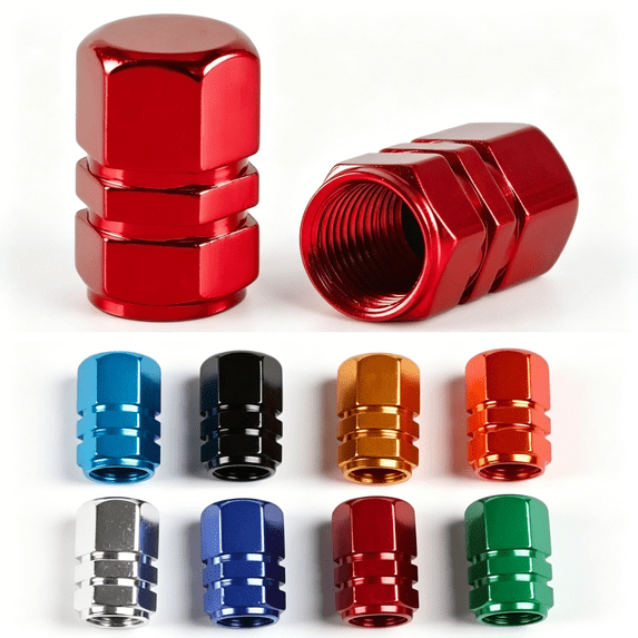 Tire Valve Stem Caps, Aluminum Car Wheel Air Valve Covers, Motorcycle Tire Dust Caps Rubber Gasket Black