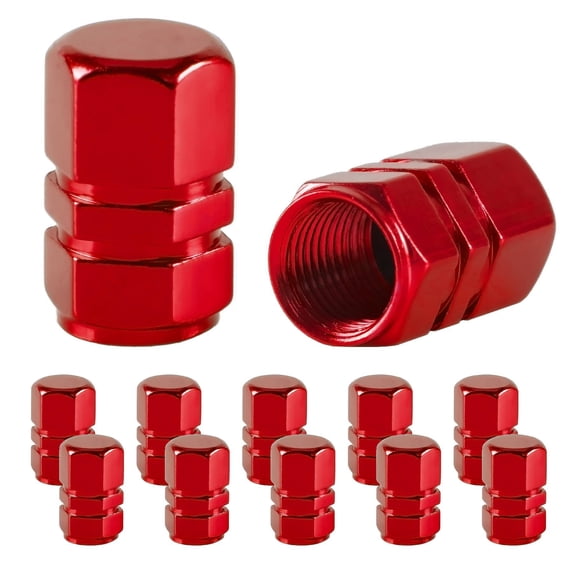 Tire Valve Stem Caps, Aluminum Car Wheel Air Valve Covers, Motorcycle Tire Dust Caps Rubber Gasket Red