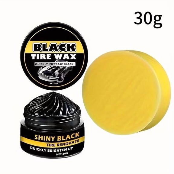 Tire Wax Restores Black Gloss | Multi-Surface Reviver for Rubber, Plastic & Leather | Long-Lasting Protective Coating | Easy Wipe-On Application with Sponge Included