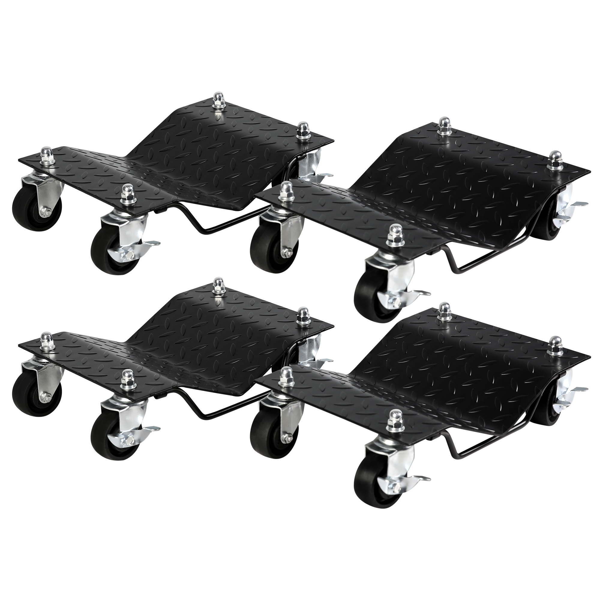 Tire Wheel Dollies with Locking Casters and Foot Brake 4 pieces Effortlessly Move and Secure