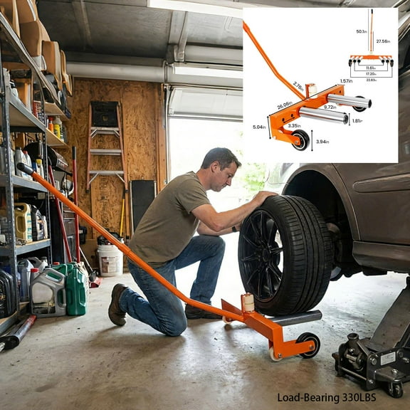 Tire Wheel Dolly 330 LBS Heavy Duty Adjustable, Rolling tire Dolly for Tires ranging from 11.61 in-22.83 in Roller Tire Moving Tool Cart Wheel Lift for Workshop, Garage