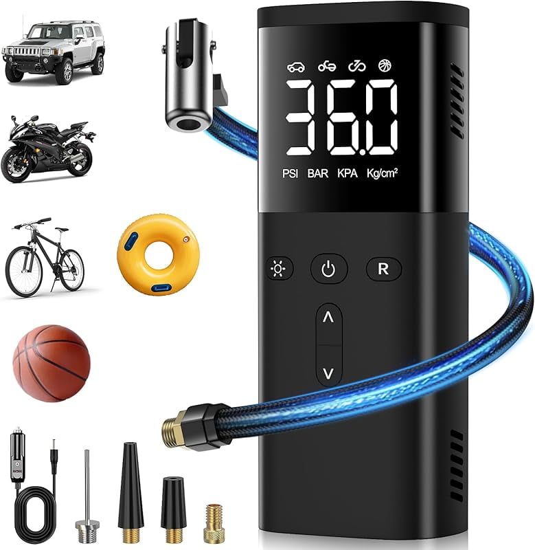 Tire inflator portable air compressor, 150psi auto air pump for car