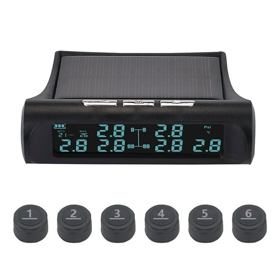 Solar Powered Tire Pressure Monitoring System - 6-Wheel Monitor for Freight Vehicles, Trucks, RVs, Buses, and Bulk Lorries