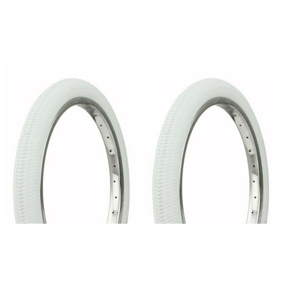 Tire set. 2 Tires. Two Tires Duro 18" x 1.95" White/White Side Wall. lowrider bike Tires, lowrider bicycle Tires, bmx bike Tires, chopper bike Tires