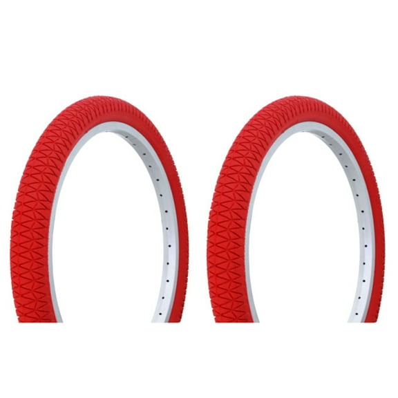 Tire set. 2 Tires. Two Tires Duro 20" x 1.95" Red/Red Side Wall HF-884.