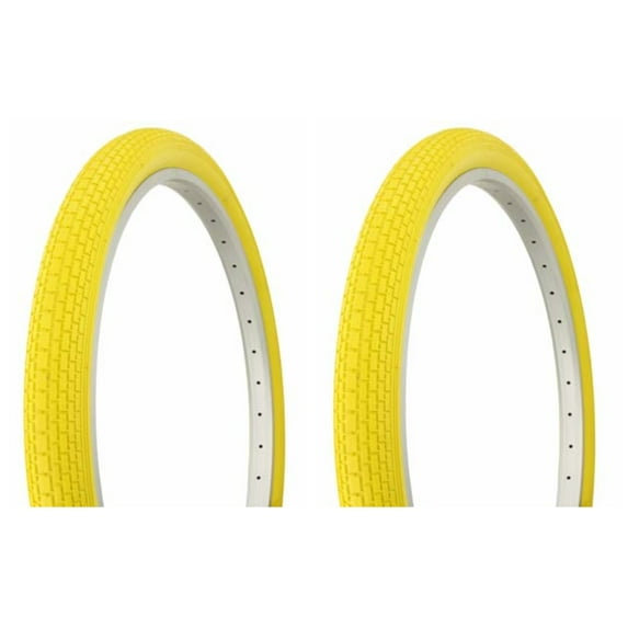 Tire set. 2 Tires. Two Tires Duro 26" x 2.125" Yellow/Yellow Side Wall HF-120A. Bicycle Tires, bike Tires, beach cruiser bike Tires, cruiser bike Tires