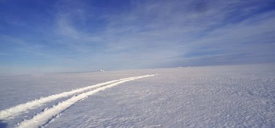 Tire tracks on a snow covered landscape Vatnajokull Iceland Canvas Art - Panoramic Images (24 x 12)